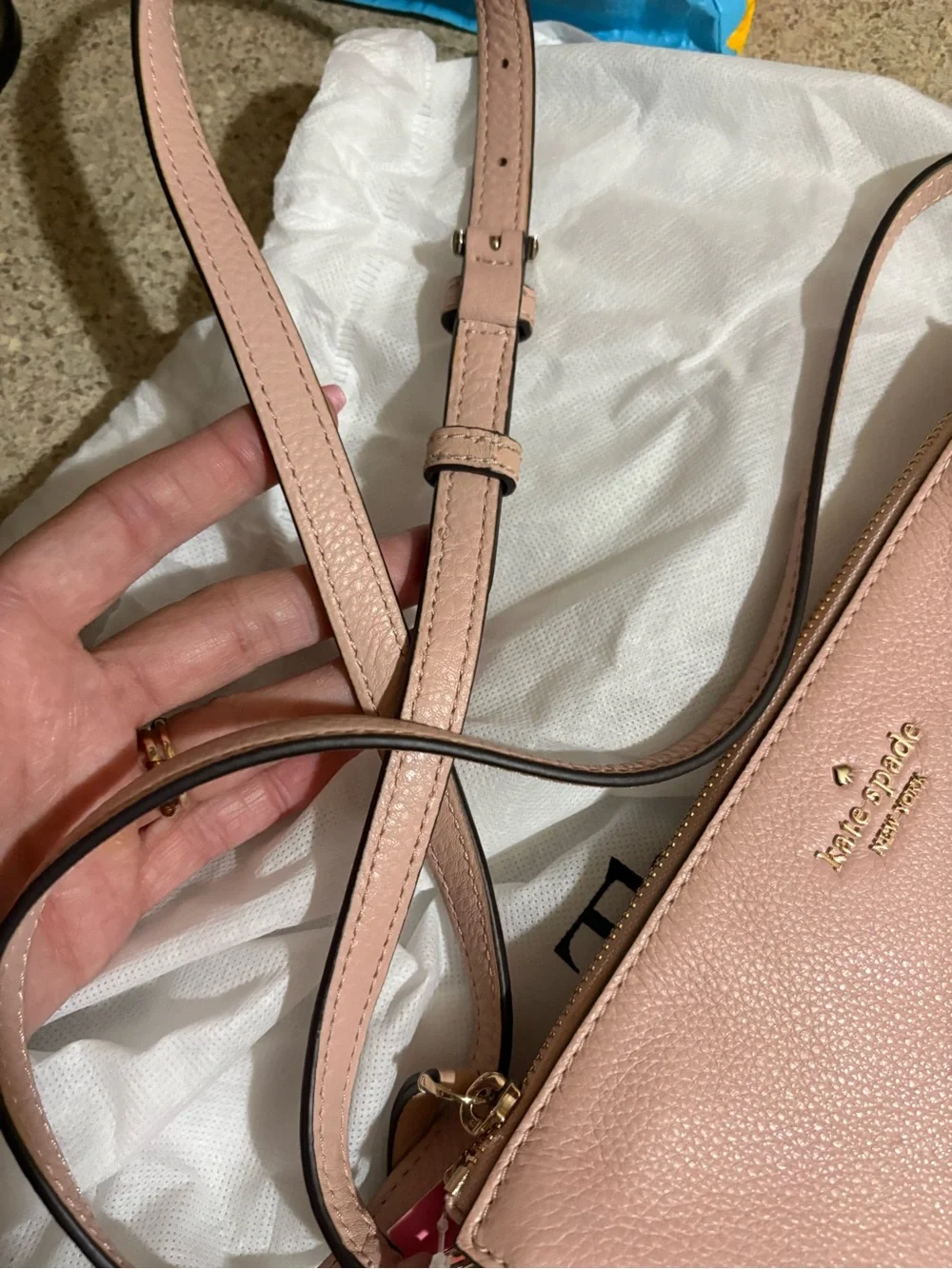 kate spade blush pink pebbled leather crossbody bag